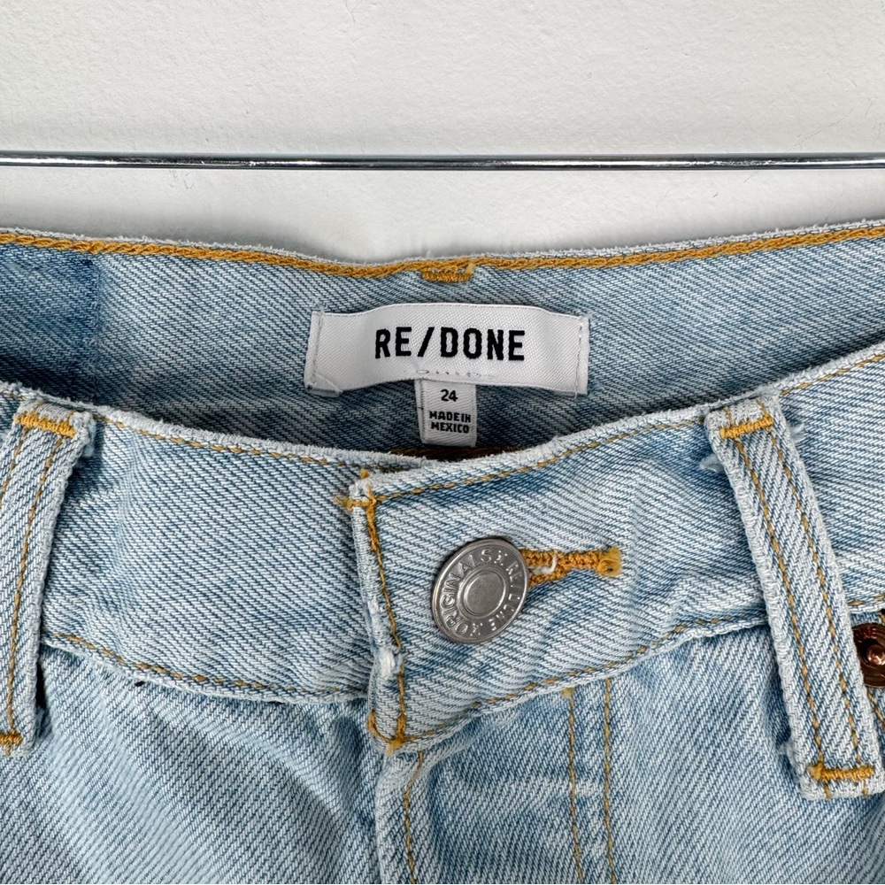 RE/DONE Easy Straight Crop Light Wash Button Fly High Rise Jeans Women’s Size 24 - Picture 7 of 11